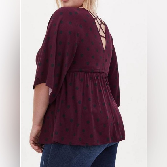 Torrid Babydoll Stretch Challis Top Size 3 - Picture 2 of 5